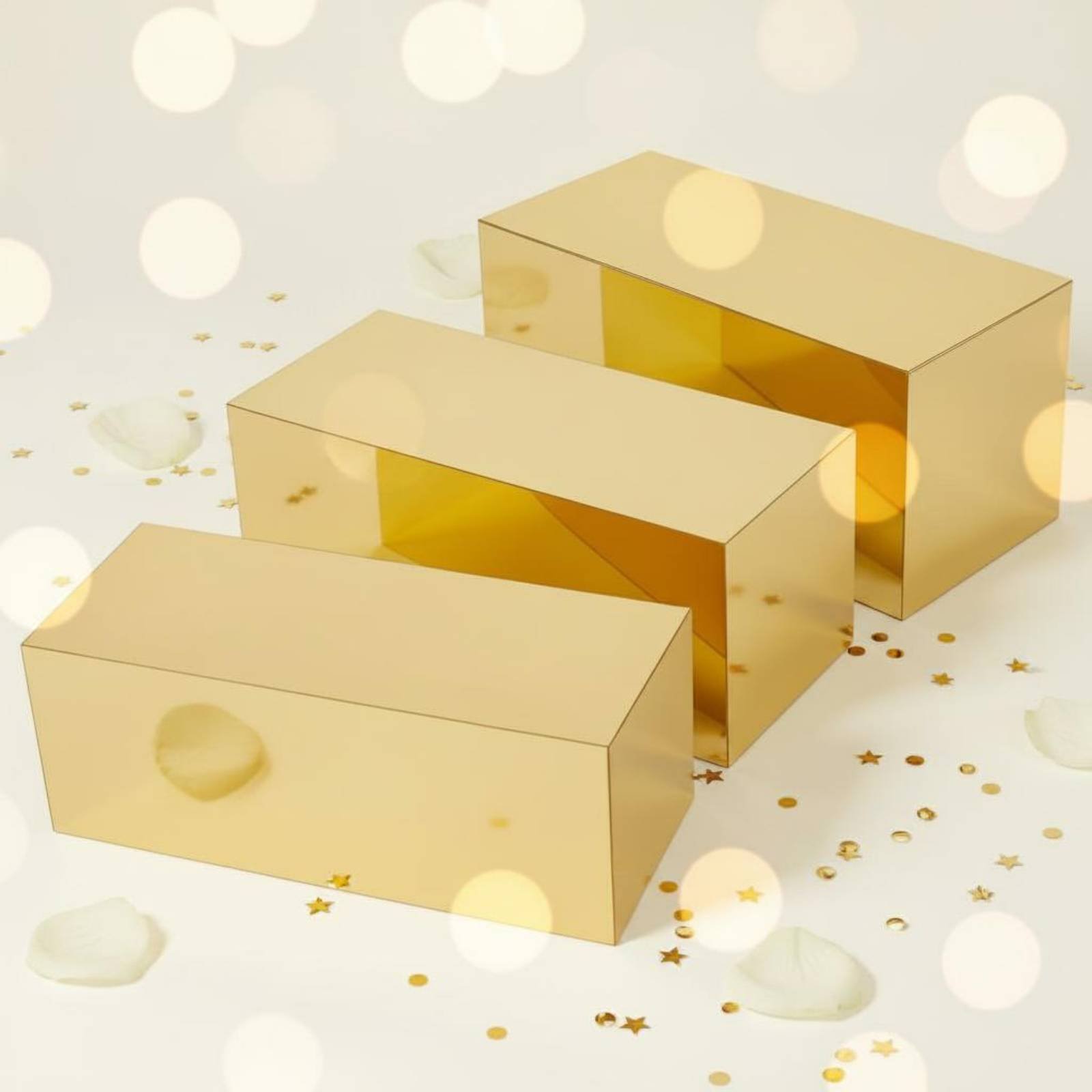 3 Pieces Gold Acrylic Display  - Display Risers Set incelemesi ve fiyatı